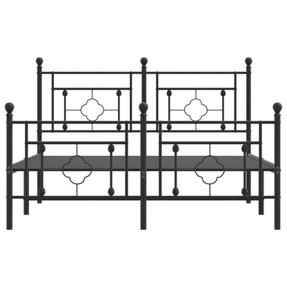 Bettgestell mit Kopf- und Fußteil Metall Schwarz 140x190 cm - Pazzar.ch