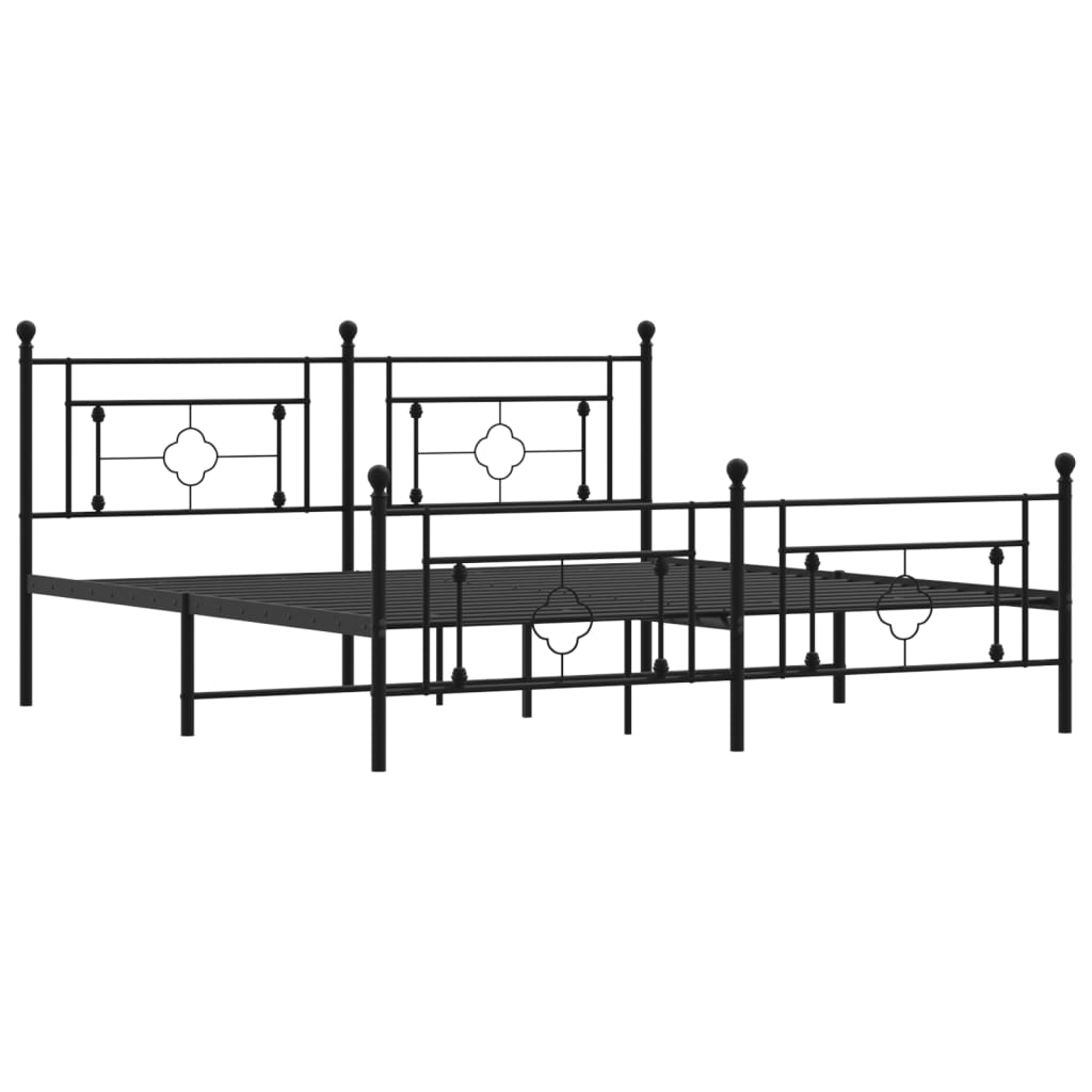 Bettgestell mit Kopf- und Fußteil Metall Schwarz 183x213 cm - Pazzar.ch