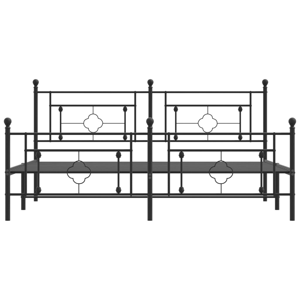 Bettgestell mit Kopf- und Fußteil Metall Schwarz 183x213 cm - Pazzar.ch