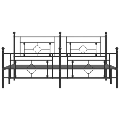 Bettgestell mit Kopf- und Fußteil Metall Schwarz 183x213 cm - Pazzar.ch