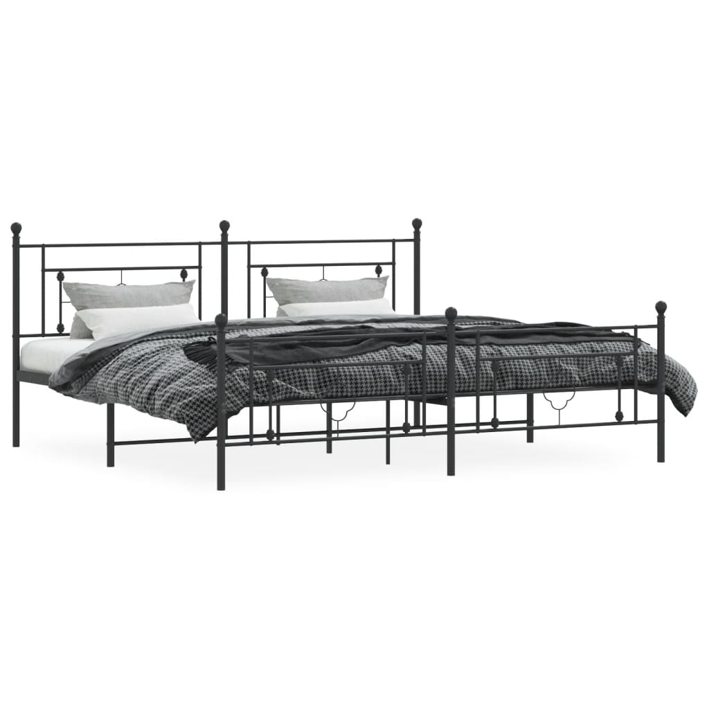 Bettgestell mit Kopf- und Fußteil Metall Schwarz 200x200 cm - Pazzar.ch