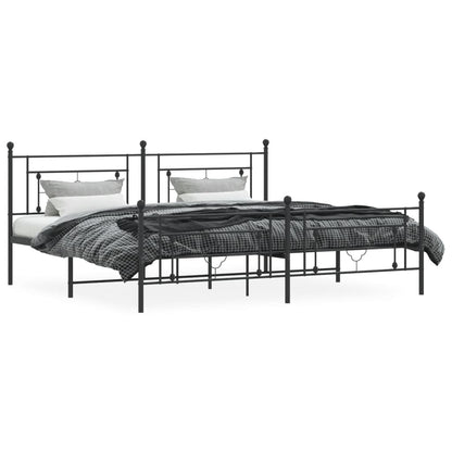 Bettgestell mit Kopf- und Fußteil Metall Schwarz 200x200 cm - Pazzar.ch