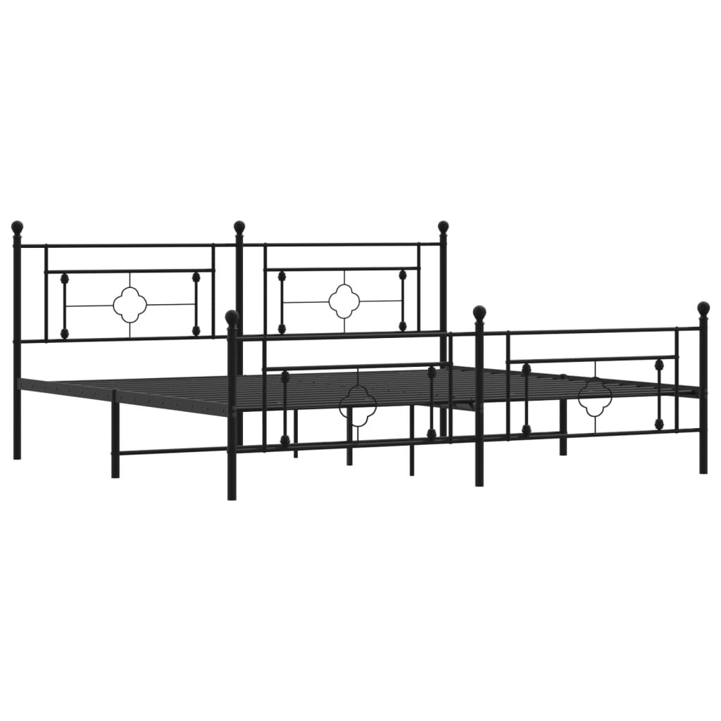 Bettgestell mit Kopf- und Fußteil Metall Schwarz 200x200 cm - Pazzar.ch