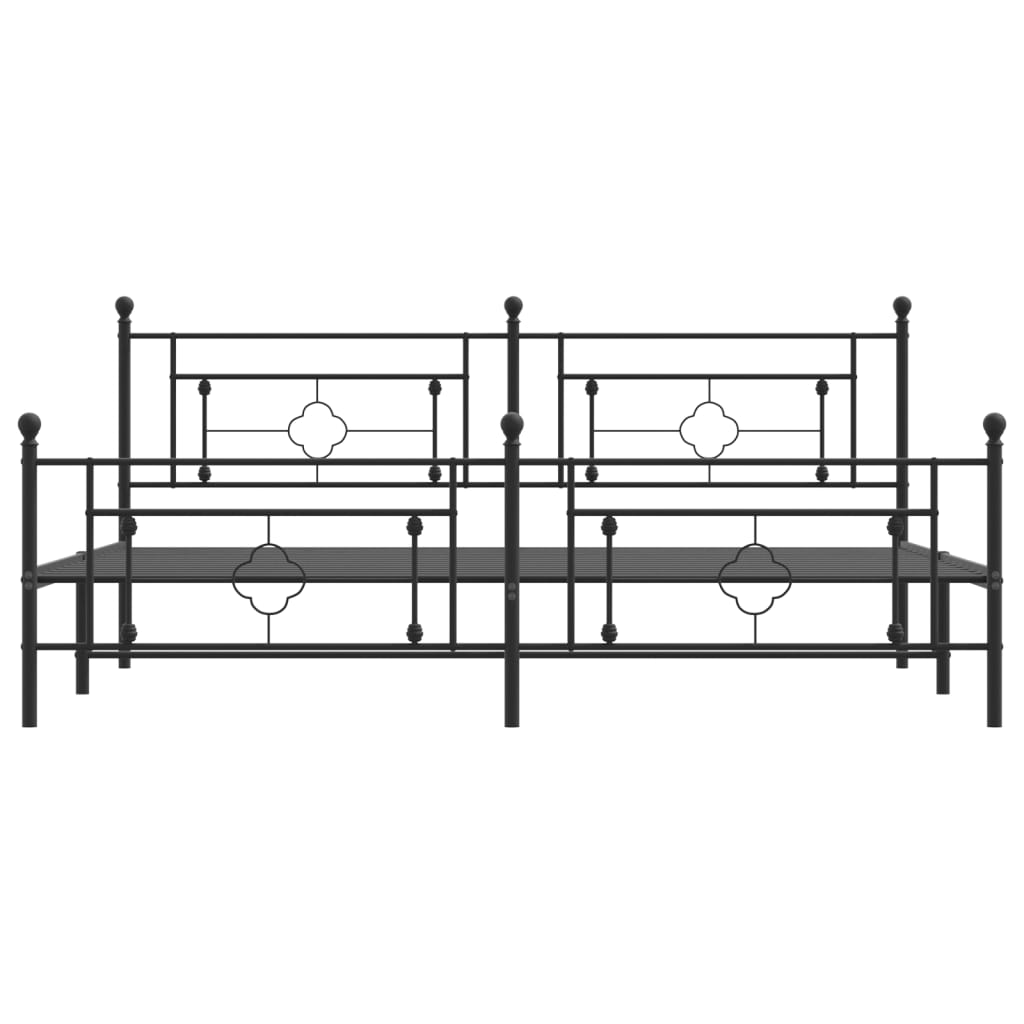 Bettgestell mit Kopf- und Fußteil Metall Schwarz 200x200 cm - Pazzar.ch
