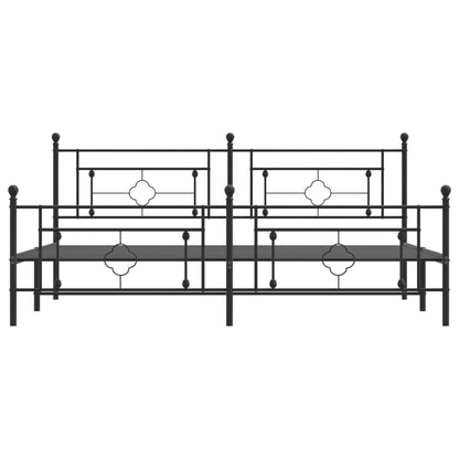 Bettgestell mit Kopf- und Fußteil Metall Schwarz 200x200 cm - Pazzar.ch