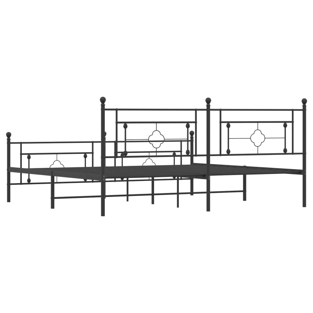 Bettgestell mit Kopf- und Fußteil Metall Schwarz 200x200 cm - Pazzar.ch