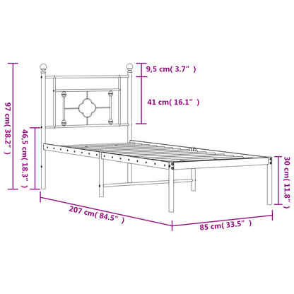 Bettgestell mit Kopfteil Metall Weiß 80x200 cm - Pazzar.ch