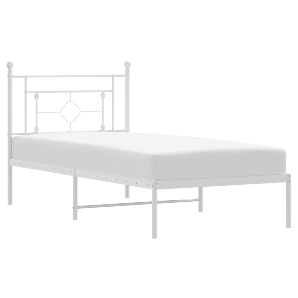 Bettgestell mit Kopfteil Metall Weiß 90x200 cm - Pazzar.ch