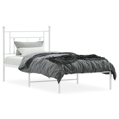 Bettgestell mit Kopfteil Metall Weiß 90x200 cm - Pazzar.ch