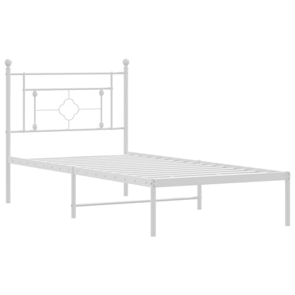 Bettgestell mit Kopfteil Metall Weiß 90x200 cm - Pazzar.ch