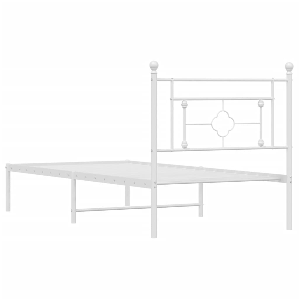 Bettgestell mit Kopfteil Metall Weiß 90x200 cm - Pazzar.ch