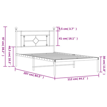 Bettgestell mit Kopfteil Metall Weiß 107x203 cm - Pazzar.ch