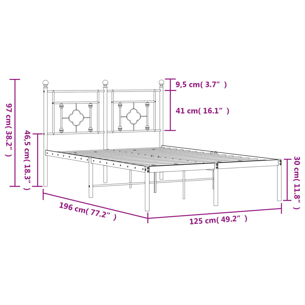 Bettgestell mit Kopfteil Metall Weiß 120x190 cm - Pazzar.ch