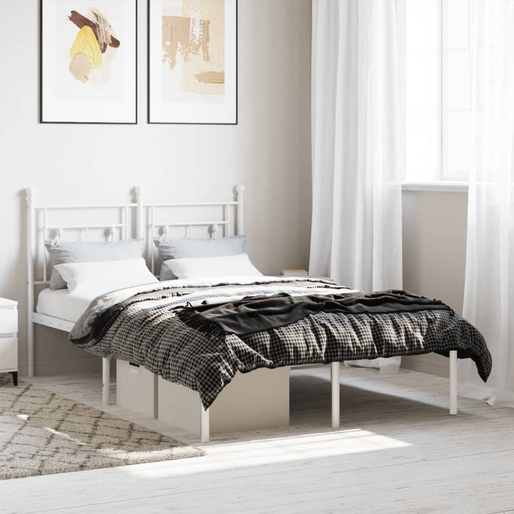 Bettgestell mit Kopfteil Metall Weiß 120x190 cm - Pazzar.ch