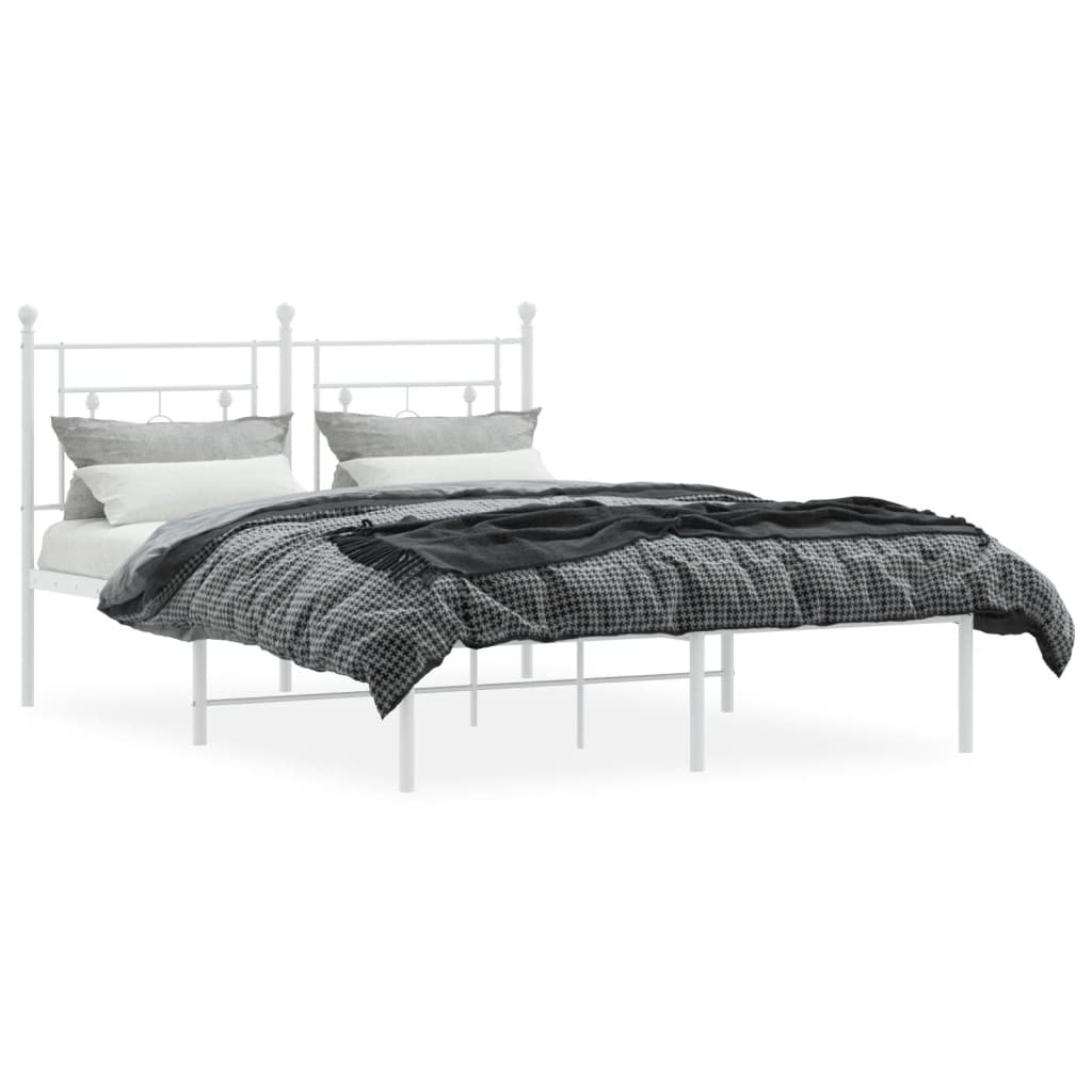 Bettgestell mit Kopfteil Metall Weiß 135x190 cm - Pazzar.ch