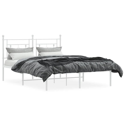 Bettgestell mit Kopfteil Metall Weiß 135x190 cm - Pazzar.ch