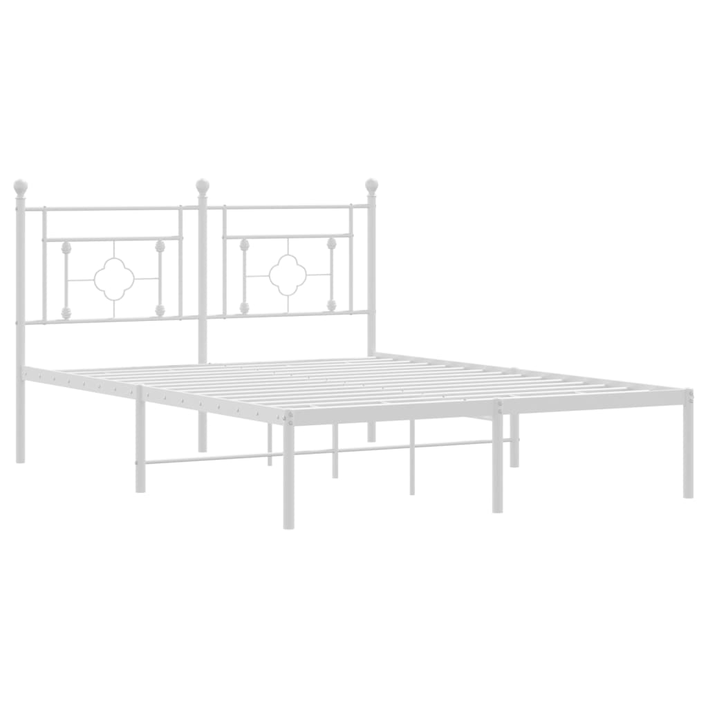 Bettgestell mit Kopfteil Metall Weiß 135x190 cm - Pazzar.ch