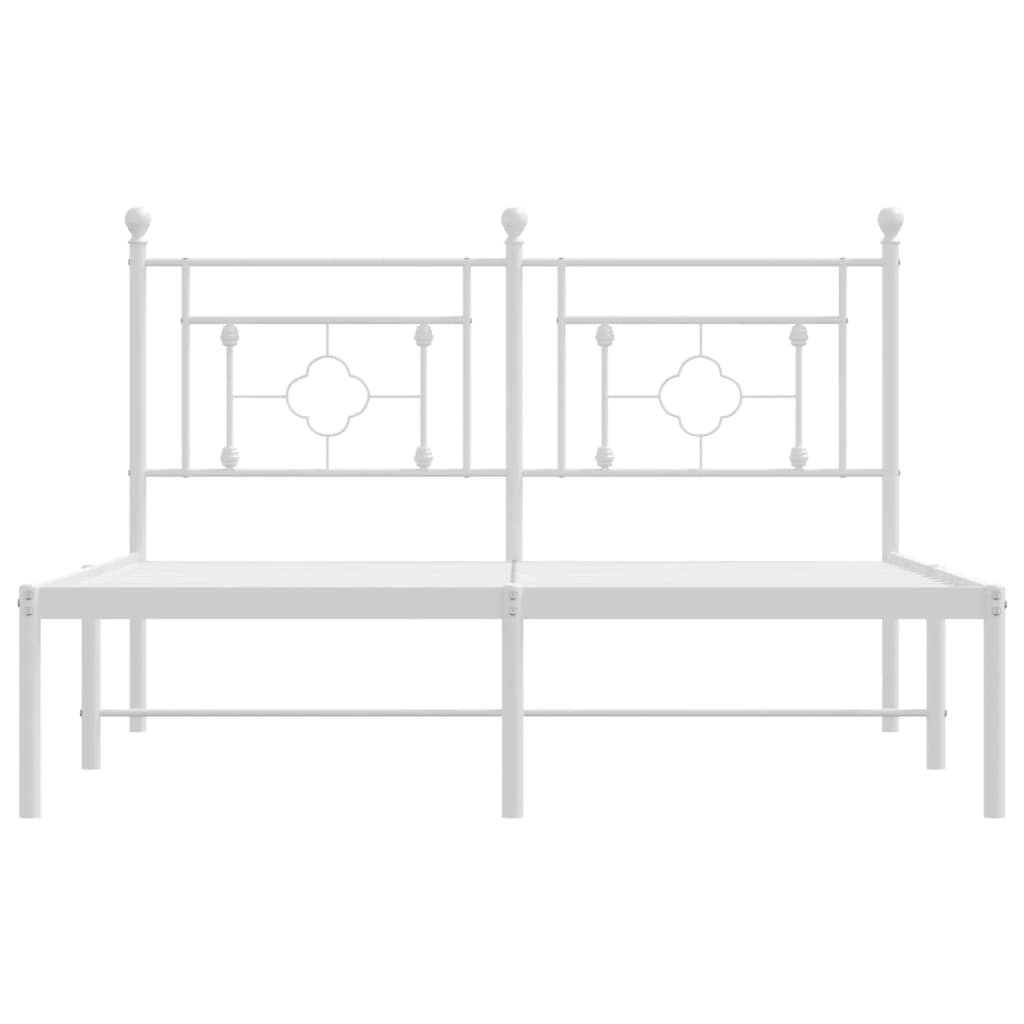 Bettgestell mit Kopfteil Metall Weiß 135x190 cm - Pazzar.ch
