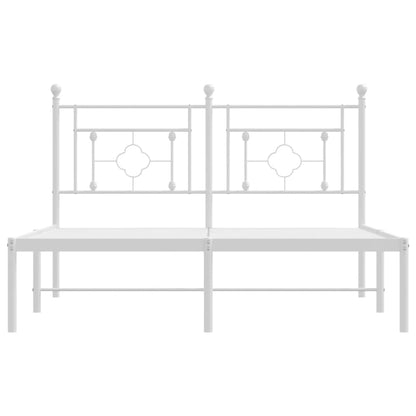 Bettgestell mit Kopfteil Metall Weiß 135x190 cm - Pazzar.ch