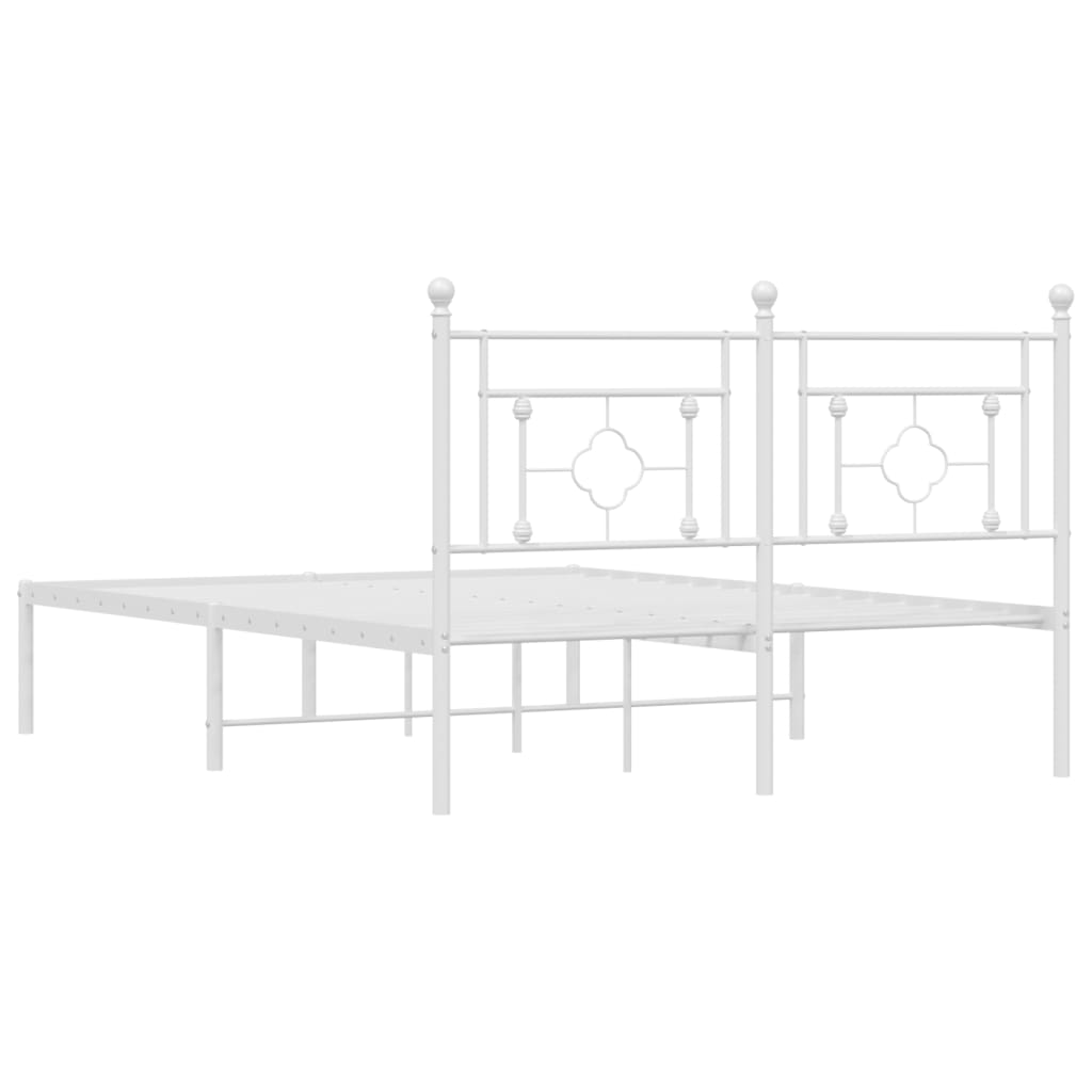 Bettgestell mit Kopfteil Metall Weiß 135x190 cm - Pazzar.ch