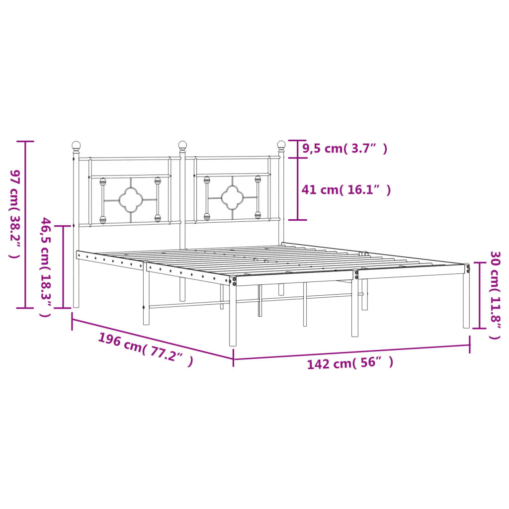 Bettgestell mit Kopfteil Metall Weiß 135x190 cm - Pazzar.ch