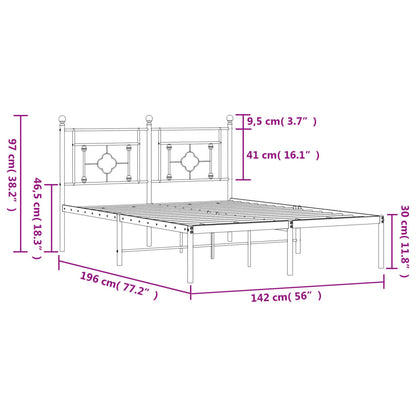 Bettgestell mit Kopfteil Metall Weiß 135x190 cm - Pazzar.ch