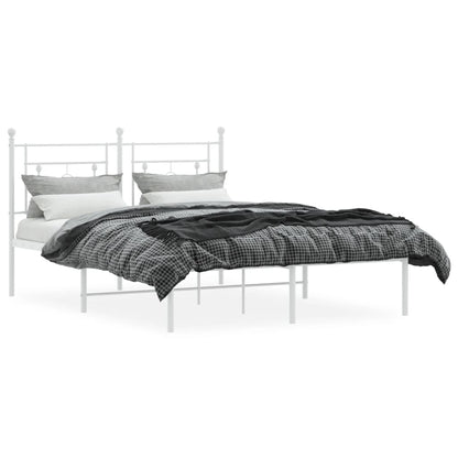 Bettgestell mit Kopfteil Metall Weiß 140x190 cm - Pazzar.ch