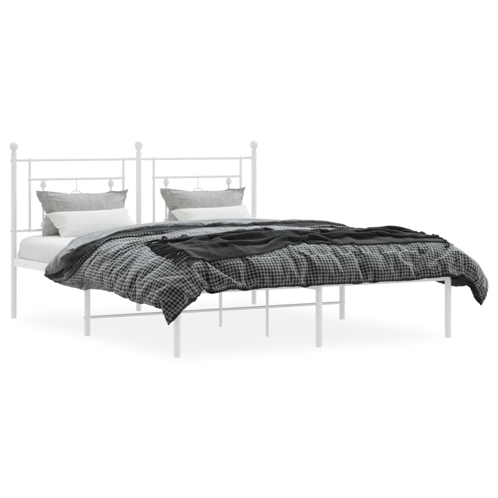 Bettgestell mit Kopfteil Metall Weiß 150x200 cm - Pazzar.ch