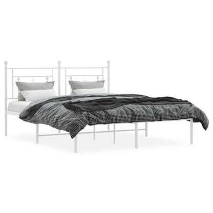 Bettgestell mit Kopfteil Metall Weiß 150x200 cm - Pazzar.ch