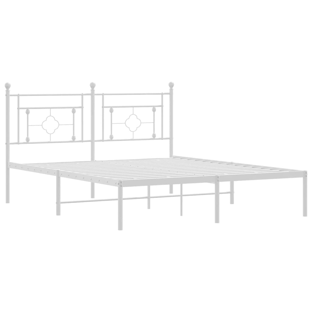 Bettgestell mit Kopfteil Metall Weiß 150x200 cm - Pazzar.ch