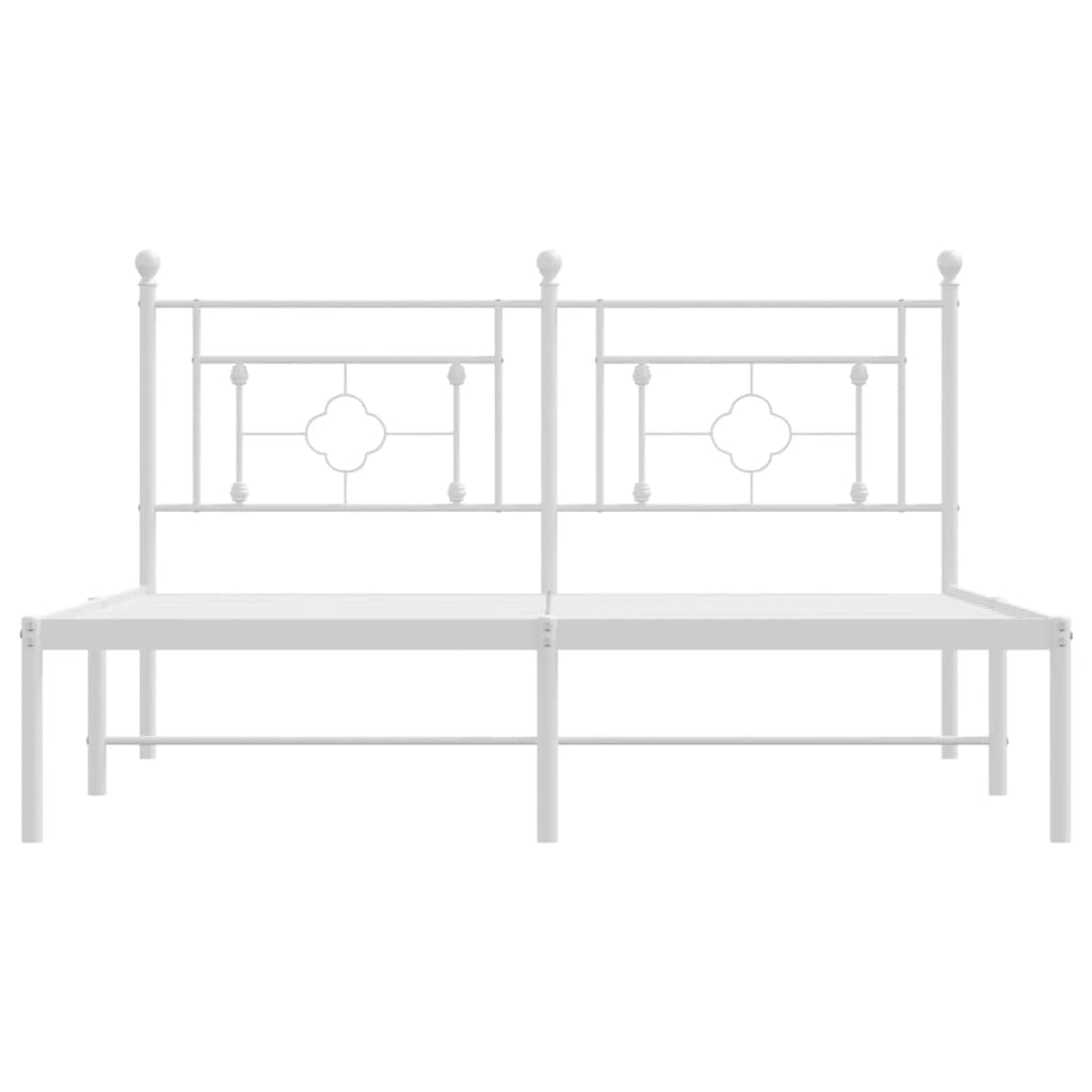 Bettgestell mit Kopfteil Metall Weiß 150x200 cm