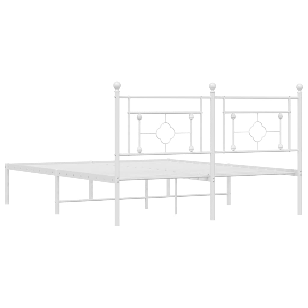 Bettgestell mit Kopfteil Metall Weiß 150x200 cm - Pazzar.ch