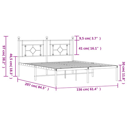 Bettgestell mit Kopfteil Metall Weiß 150x200 cm - Pazzar.ch