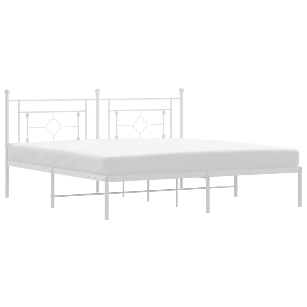 Bettgestell mit Kopfteil Metall Weiß 183x213 cm - Pazzar.ch