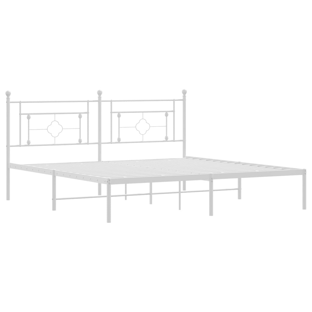 Bettgestell mit Kopfteil Metall Weiß 183x213 cm - Pazzar.ch