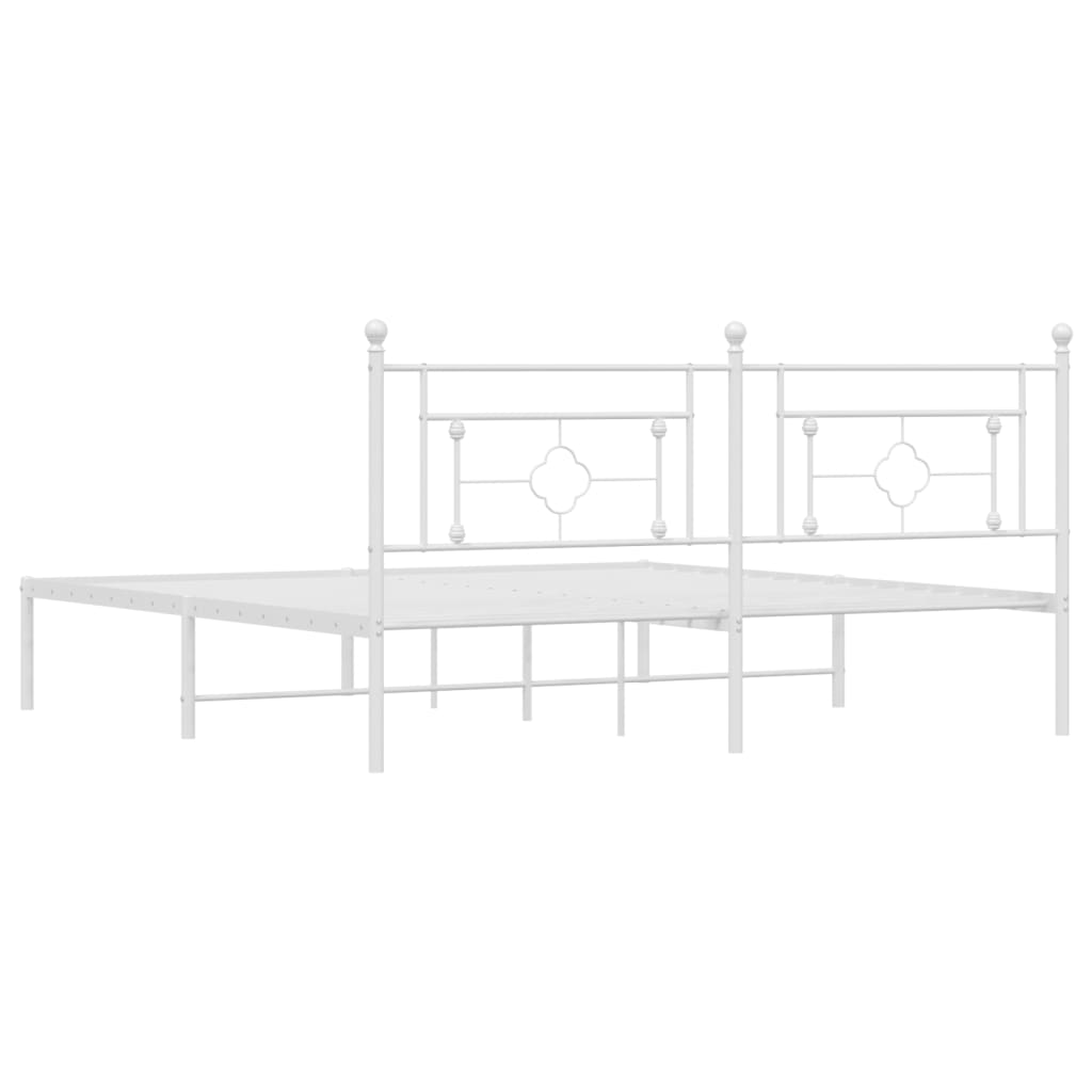 Bettgestell mit Kopfteil Metall Weiß 183x213 cm - Pazzar.ch