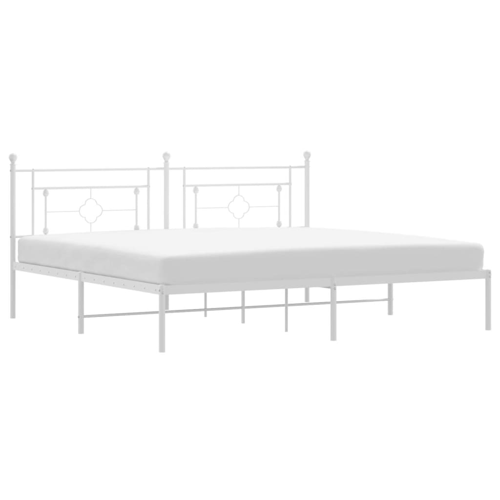 Bettgestell mit Kopfteil Metall Weiß 193x203 cm - Pazzar.ch
