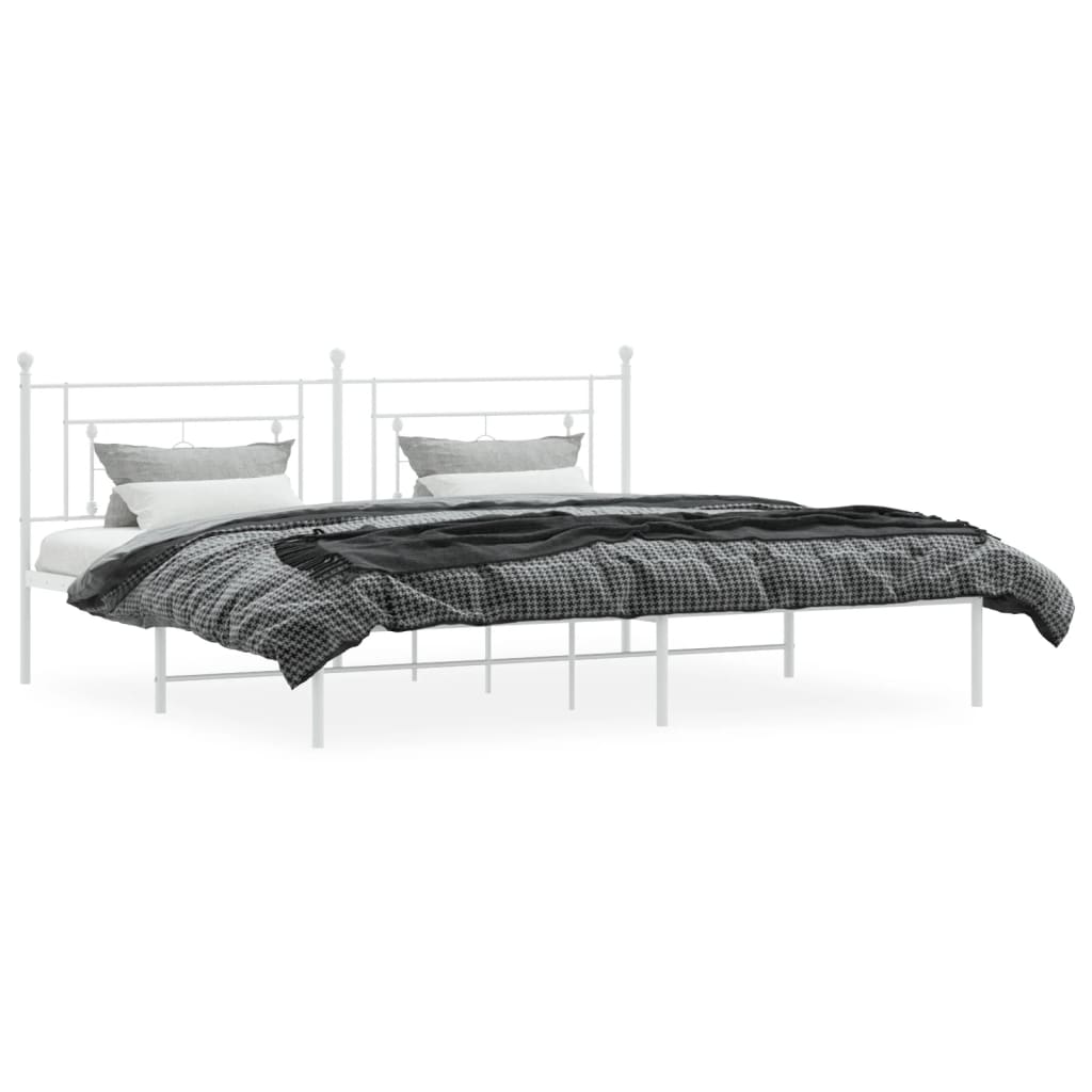Bettgestell mit Kopfteil Metall Weiß 193x203 cm - Pazzar.ch
