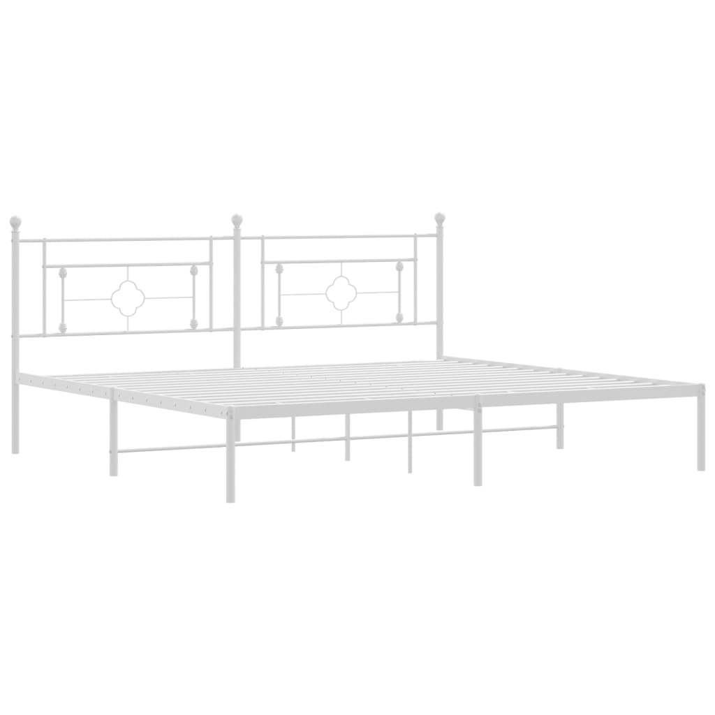 Bettgestell mit Kopfteil Metall Weiß 193x203 cm - Pazzar.ch
