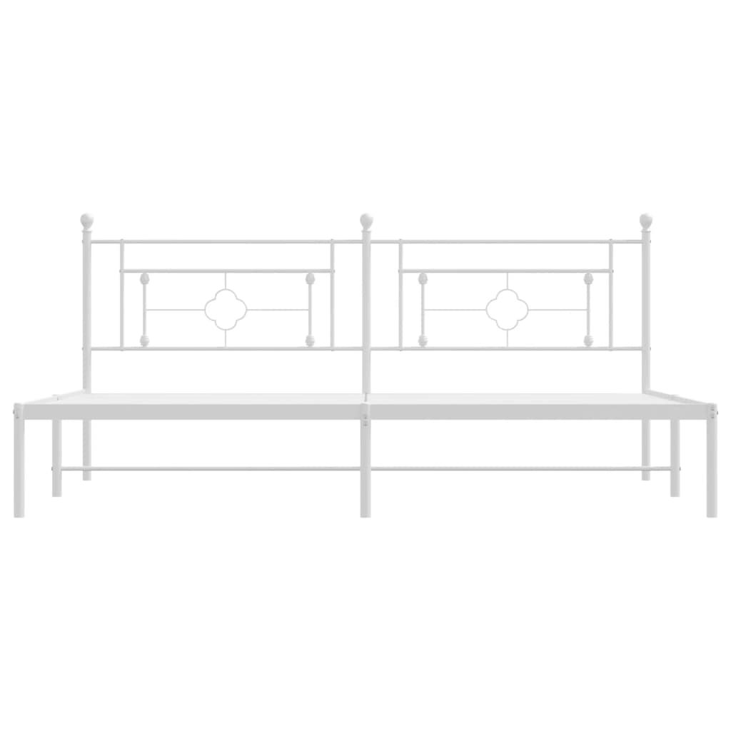 Bettgestell mit Kopfteil Metall Weiß 193x203 cm