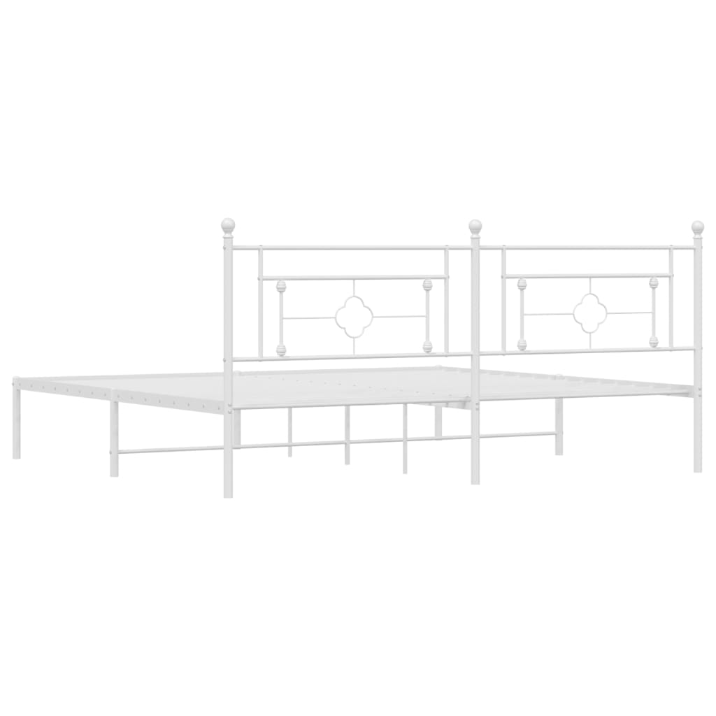 Bettgestell mit Kopfteil Metall Weiß 193x203 cm - Pazzar.ch