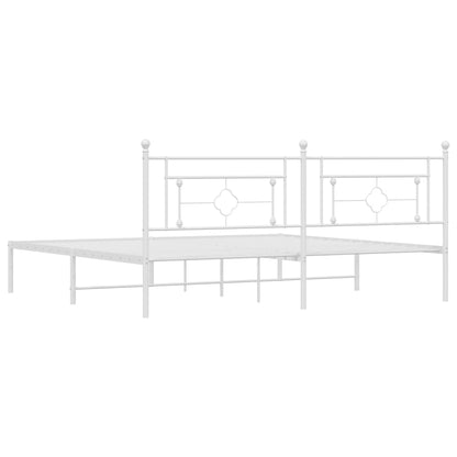 Bettgestell mit Kopfteil Metall Weiß 193x203 cm - Pazzar.ch