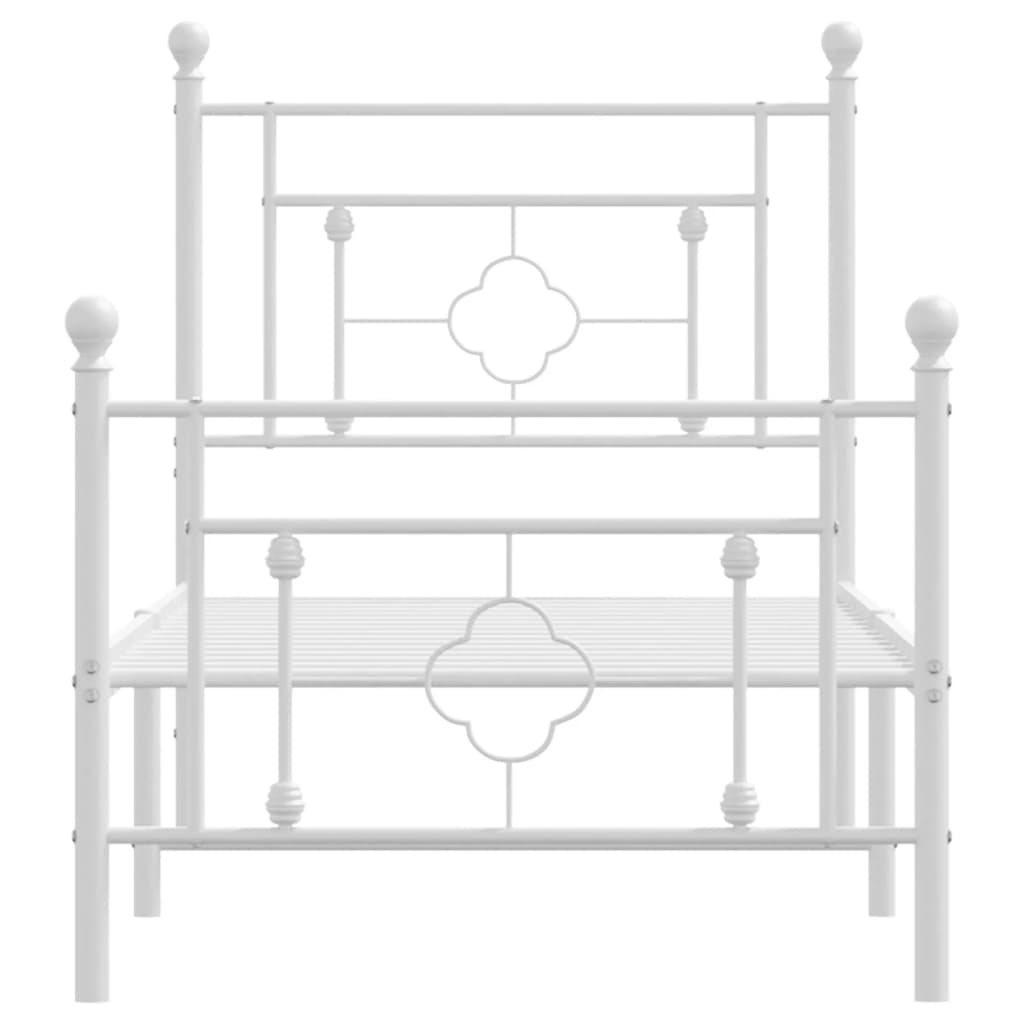 Bettgestell mit Kopf- und Fußteil Metall Weiß 75x190 cm - Pazzar.ch