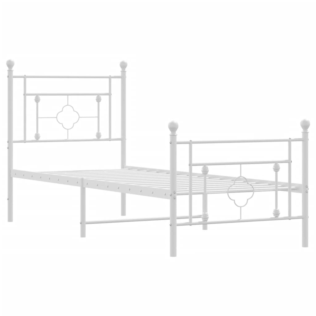 Bettgestell mit Kopf- und Fußteil Metall Weiß 80x200 cm - Pazzar.ch