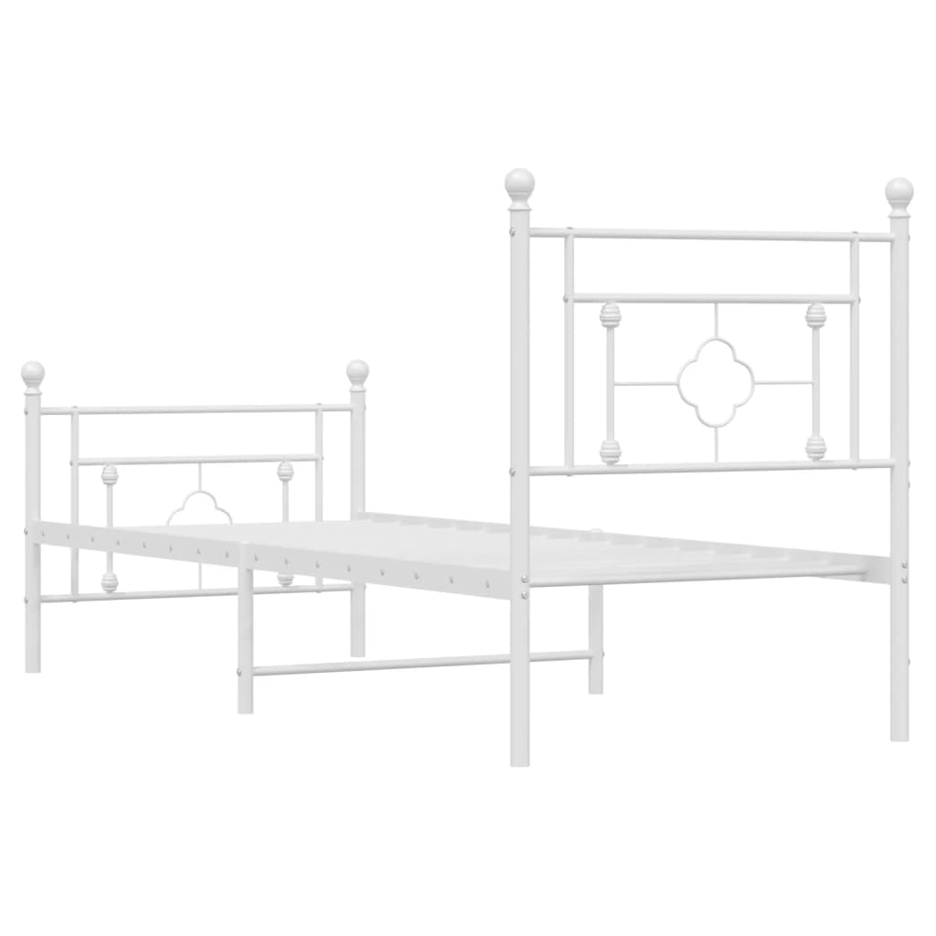 Bettgestell mit Kopf- und Fußteil Metall Weiß 80x200 cm - Pazzar.ch