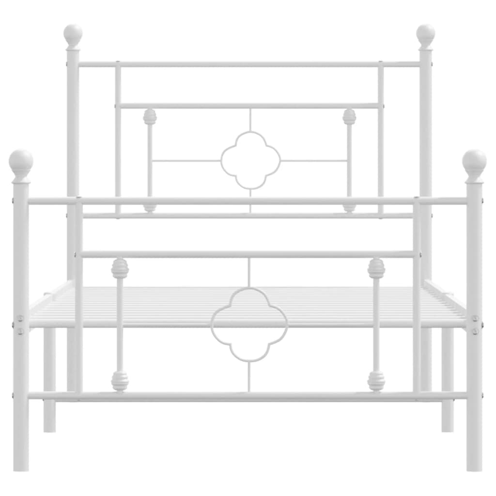 Bettgestell mit Kopf- und Fußteil Metall Weiß 100x190 cm - Pazzar.ch
