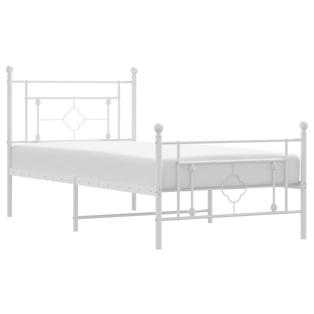 Bettgestell mit Kopf- und Fußteil Metall Weiß 100x200 cm - Pazzar.ch