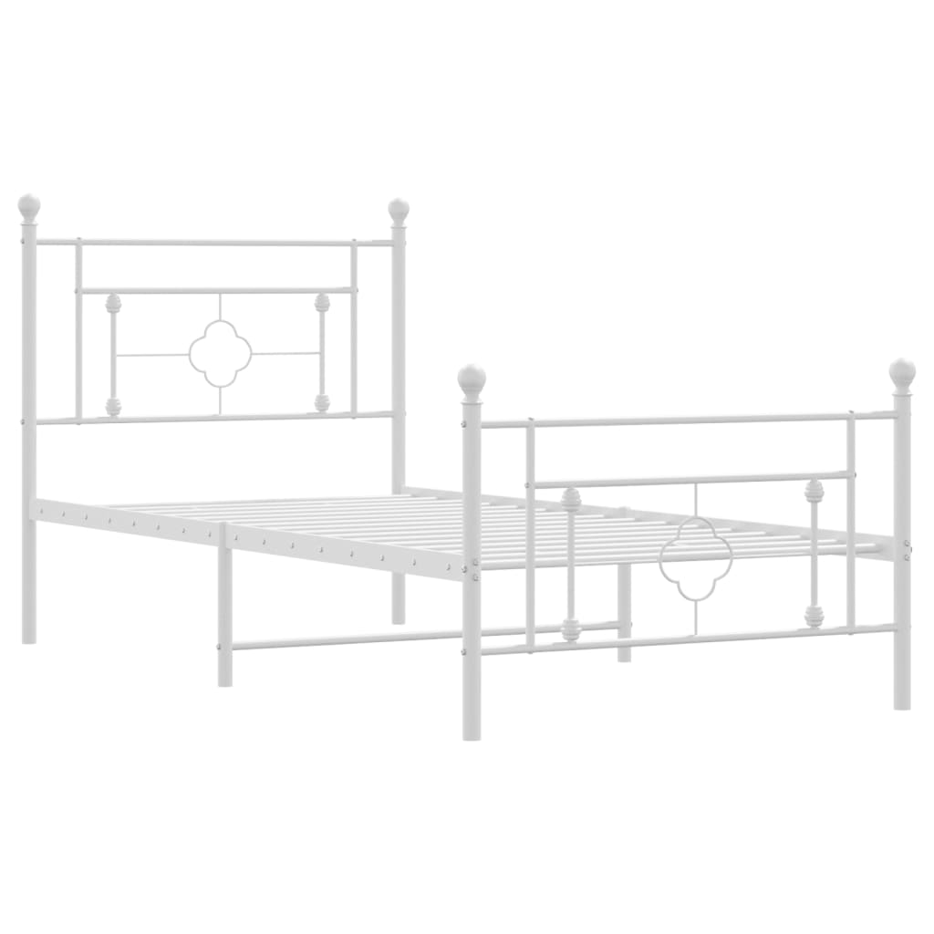 Bettgestell mit Kopf- und Fußteil Metall Weiß 100x200 cm - Pazzar.ch