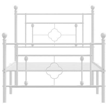 Bettgestell mit Kopf- und Fußteil Metall Weiß 100x200 cm - Pazzar.ch
