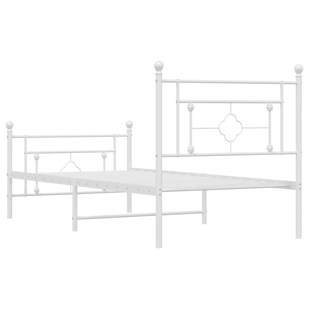 Bettgestell mit Kopf- und Fußteil Metall Weiß 100x200 cm - Pazzar.ch